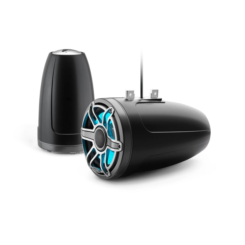 JL Audio M6 8.8in Enclosed Tower Speakers Titanium Sport Grill with RGB LED