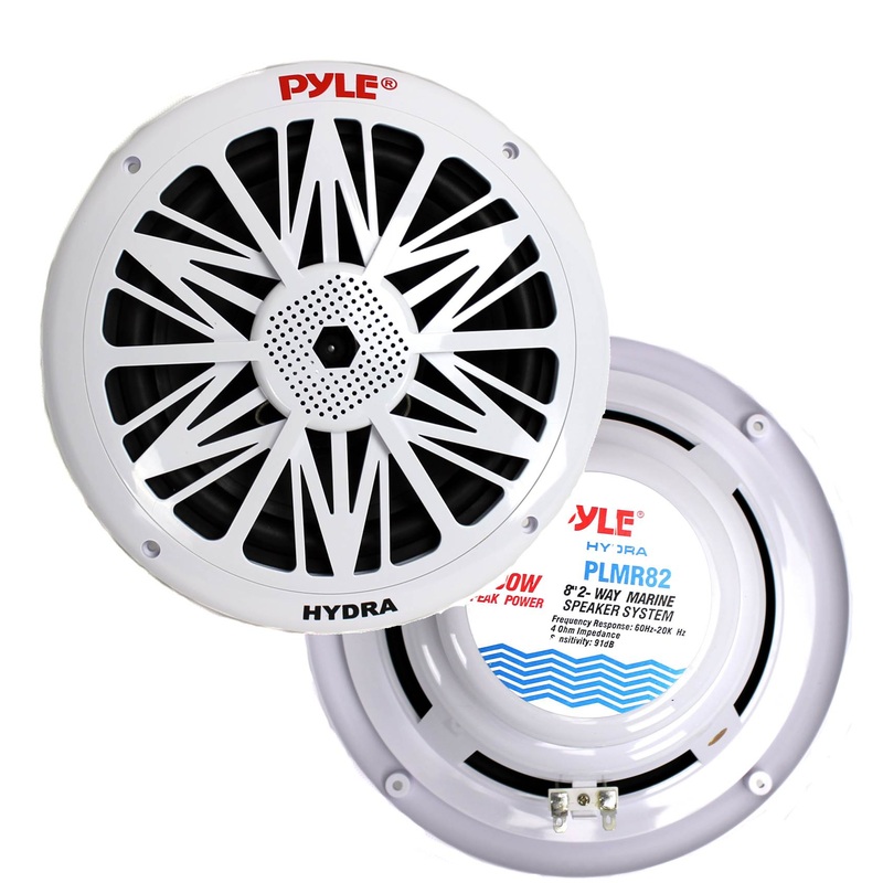 Pyle PLMR82 8 300W 2-Way Waterproof Marine Boat Outdoor Speakers, White, Pair