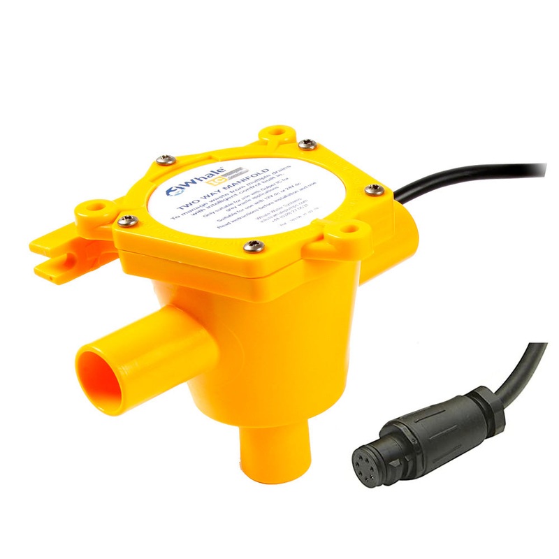 Whale 2-Way Waste Manifold – 12′ Cable – 3/4 Ports
