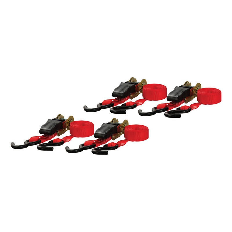 CURT 16′ Red Cargo Straps w/S Hooks – 500 lbs – 4 Pack