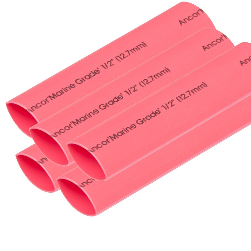 Ancor Heat Shrink Tubing 1/2 x 6 – Red – 5 Pieces