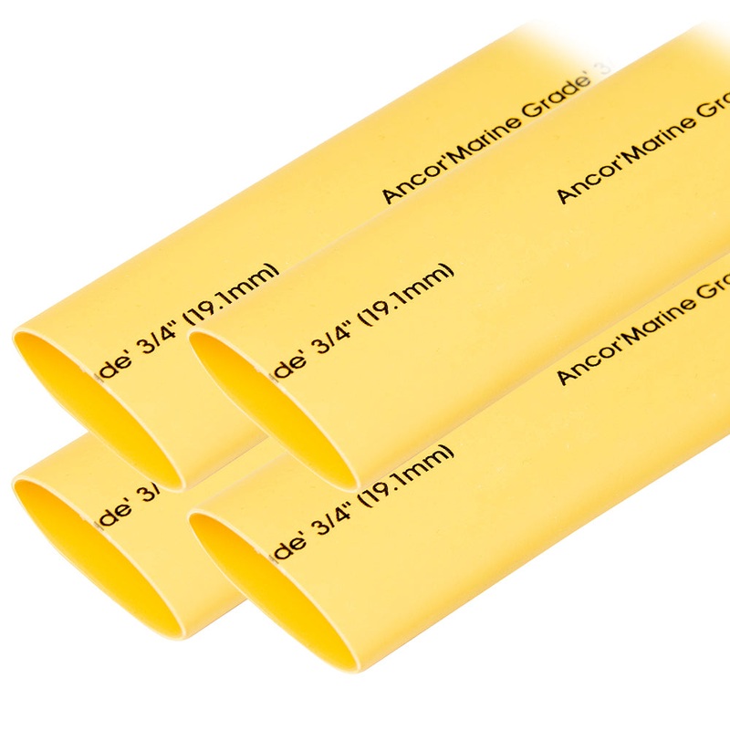 Ancor Heat Shrink Tubing 3/4 x 6 – Yellow – 4 Pieces