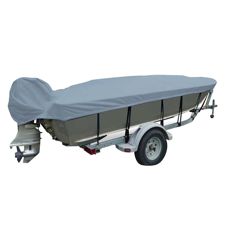Carver Poly-Flex II Extra Wide Series Styled-to-Fit Boat Cover f/16.5′ V-Hull Fishing Boats – Grey