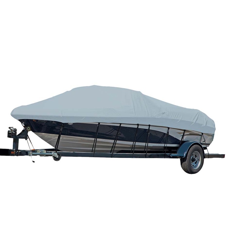 Carver Sun-DURA? Styled-to-Fit Boat Cover f/18.5′ Sterndrive V-Hull Runabout Boats (Including Eurostyle) w/Windshield & Hand/Bow Rails – Grey