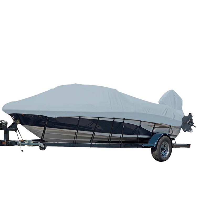 Carver Sun-DURA? Styled-to-Fit Boat Cover f/18.5′ V-Hull Runabout Boats w/Windshield & Hand/Bow Rails – Grey