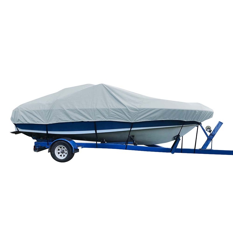 Carver Sun-DURA? Styled-to-Fit Boat Cover f/18.5′ V-Hull Low Profile Cuddy Cabin Boats w/Windshield & Rails – Grey