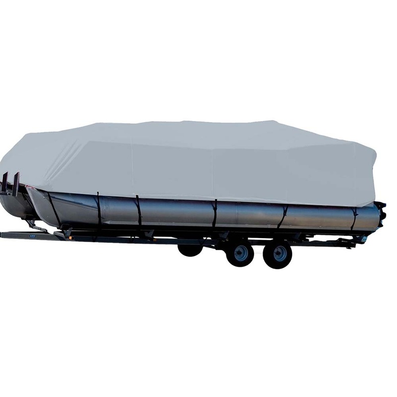 Carver Sun-DURA? Styled-to-Fit Boat Cover f/22.5′ Pontoons w/Bimini Top & Partial Rails – Grey