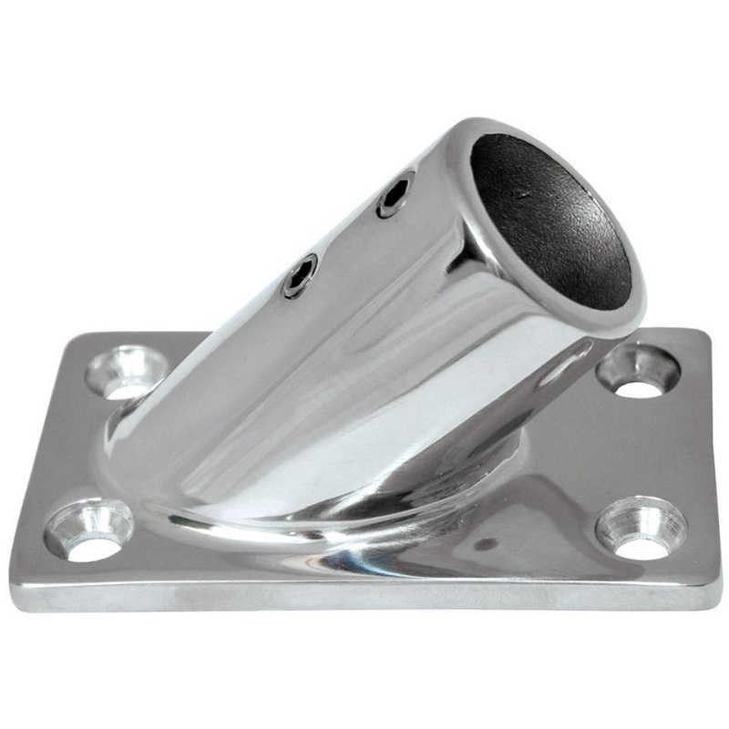 Whitecap 1 O.D. 45 Degree Rectangle Base SS Rail Fitting [6115C]