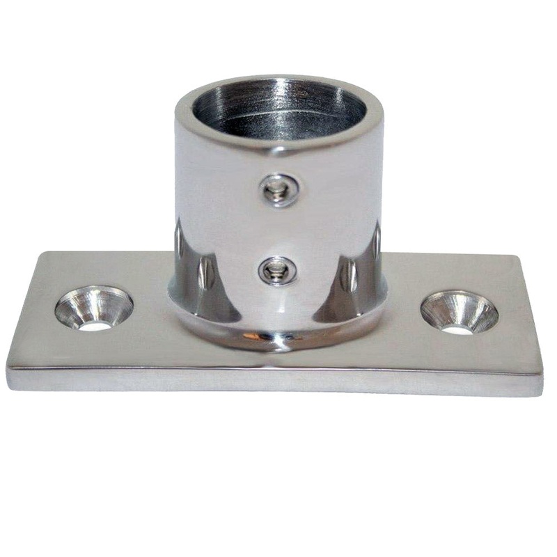 Whitecap  O.D. 90 Degree 2-Hole Rectangle Base SS Rail Fitting [6194]
