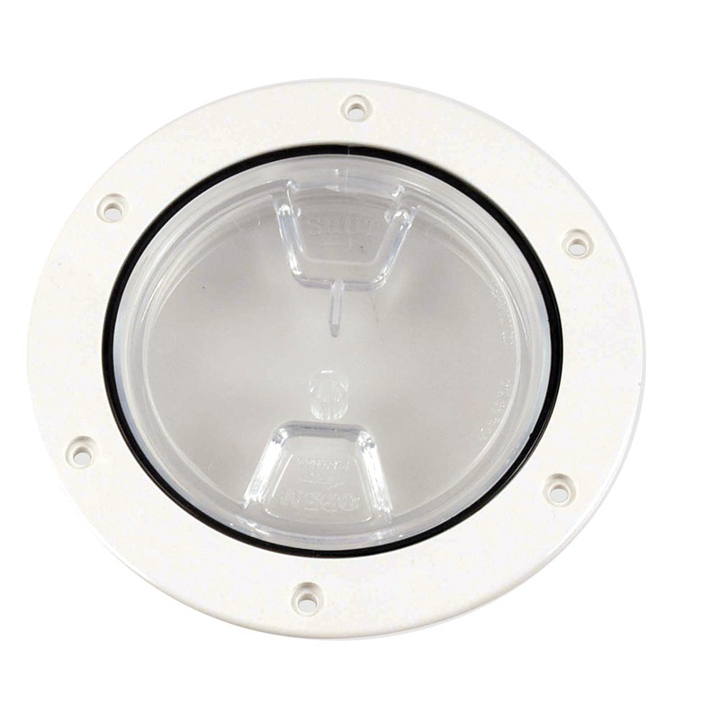 Beckson 4 Clear Center Screw-Out Deck Plate – White [DP40-W-C]