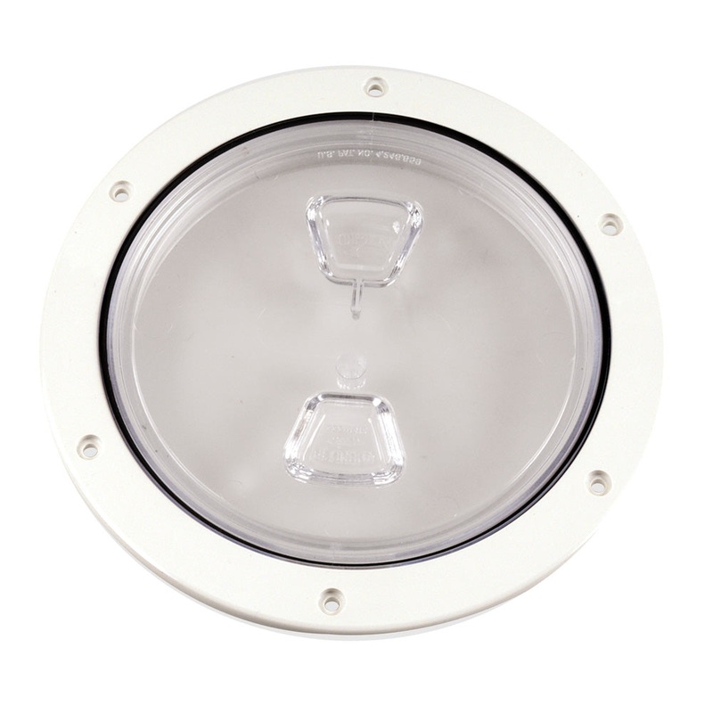 Beckson 6 Clear Center Screw Out Deck Plate – White [DP60-W-C]
