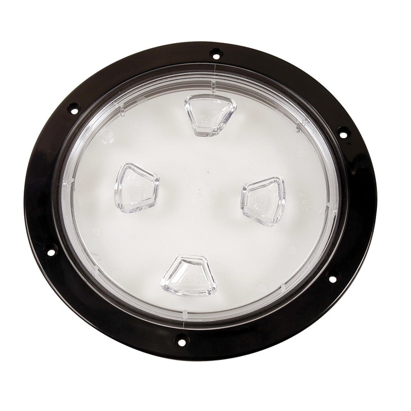 Beckson 8 Clear Center Screw-Out Deck Plate – Black [DP80-B-C]