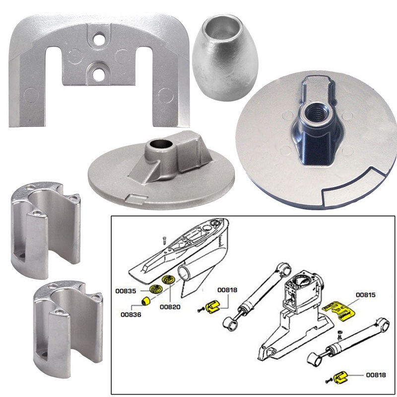 Tecnoseal Anode Kit w/Hardware – Mercury Bravo 3 2004-Present – Aluminum [20805AL]