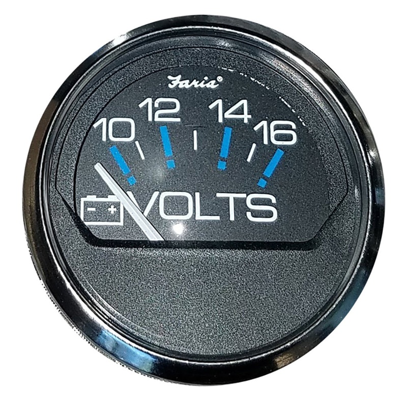 Faria Chesapeake Black 2 Voltmeter (10-16 VDC) [13705]