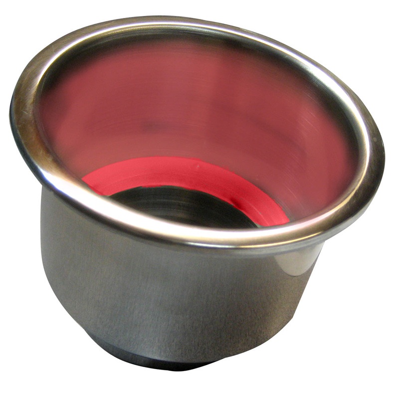Whitecap Flush Mount Cup Holder w/Red LED Light – Stainless Steel [S-3511RC]