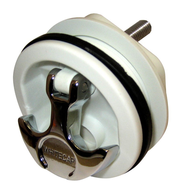 Whitecap T-Handle Latch – Chrome Plated Zamac/White Nylon – No Lock – Freshwater Use Only [S-230WC]