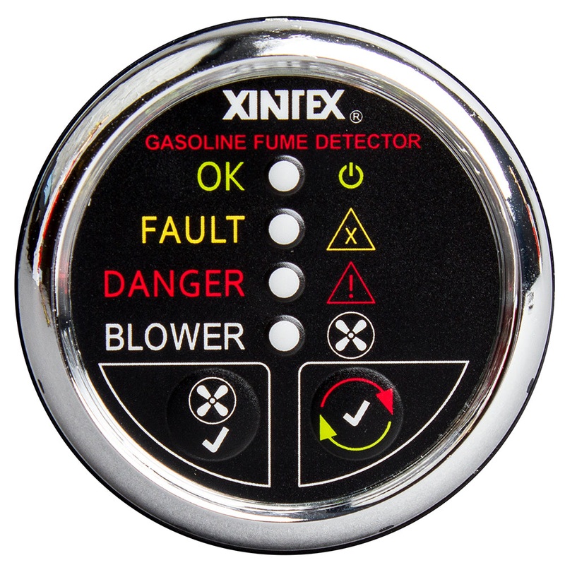 Fireboy-Xintex Gasoline Fume Detector w/Blower Control – Chrome Bezel – 12V [G-1CB-R]