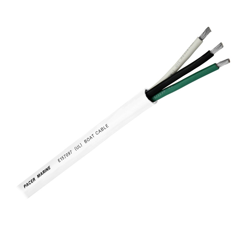 Pacer Round 3 Conductor Cable – 500′ – 16/3 AWG – Black, Green & White