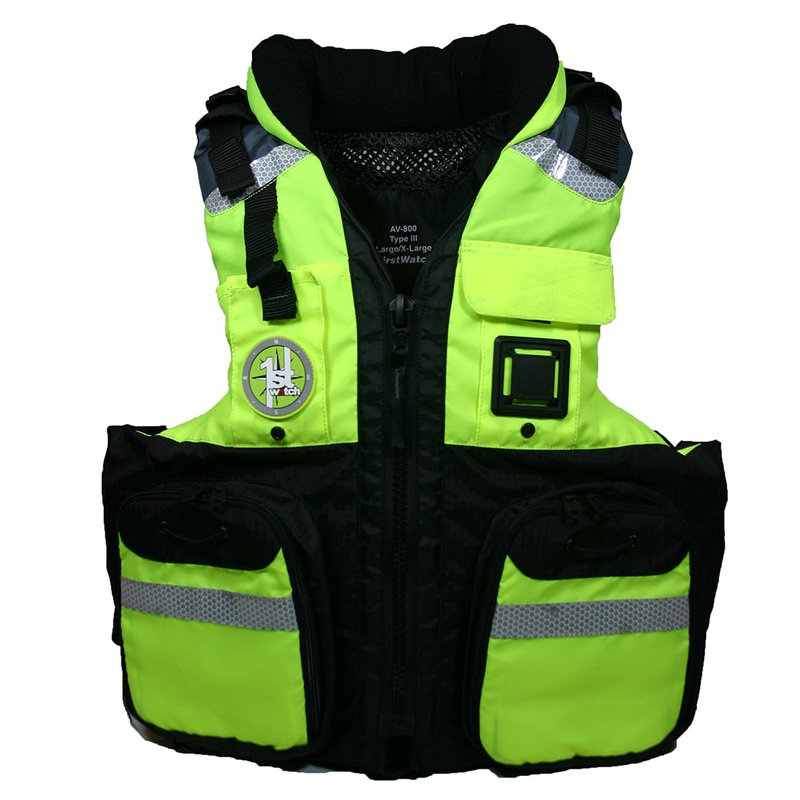 First Watch AV-800 Four Pocket Flotation Vest – Hi-Vis Yellow – Large to XL [AV-800-HV-L/XL]