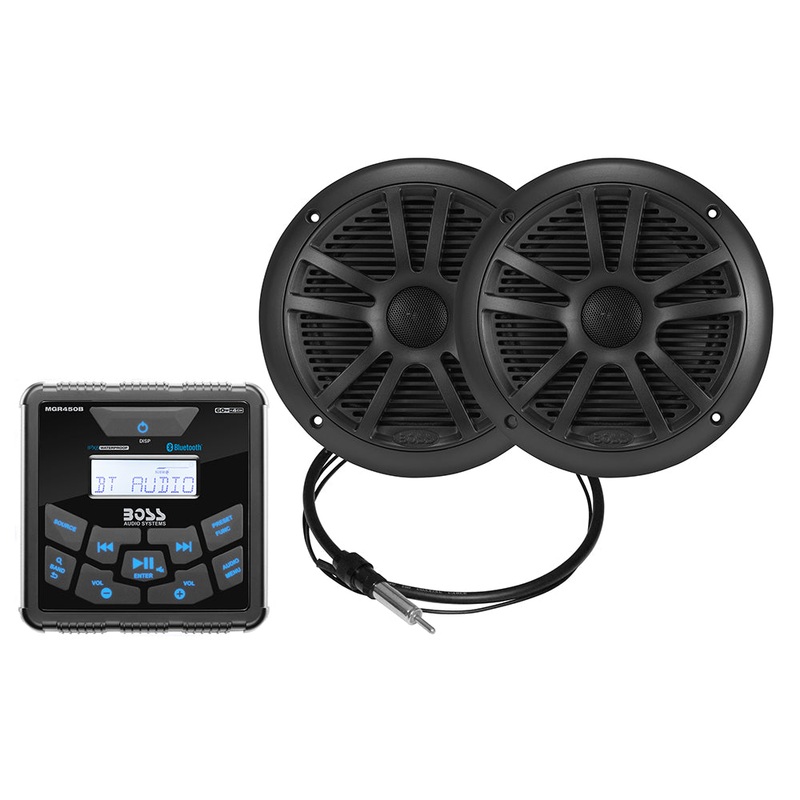 Boss Audio MCKGB450B.6 Marine Stereo  6.5 Speaker Kit – Black [MCKGB450B.6]