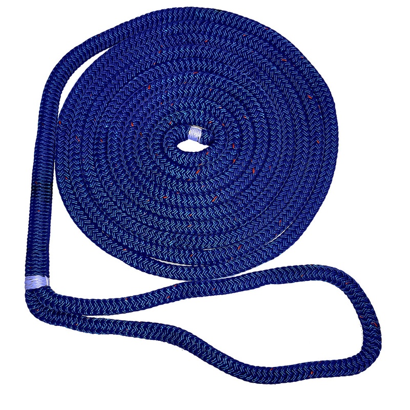 New England Ropes 1/2 Double Braid Dock Line – Blue w/Tracer – 15 [C5053-16-00015]
