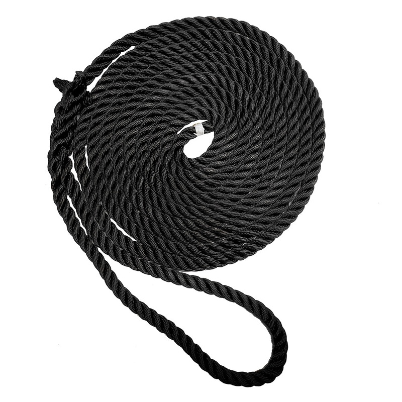 New England Ropes 1/2 Premium 3-Strand Dock Line – Black – 15 [C6054-16-00015]