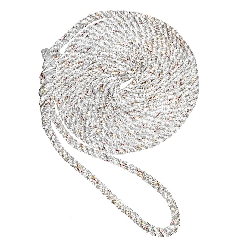 New England Ropes 1/2 Premium 3-Strand Dock Line – White w/Tracer – 15 [C6050-16-00015]