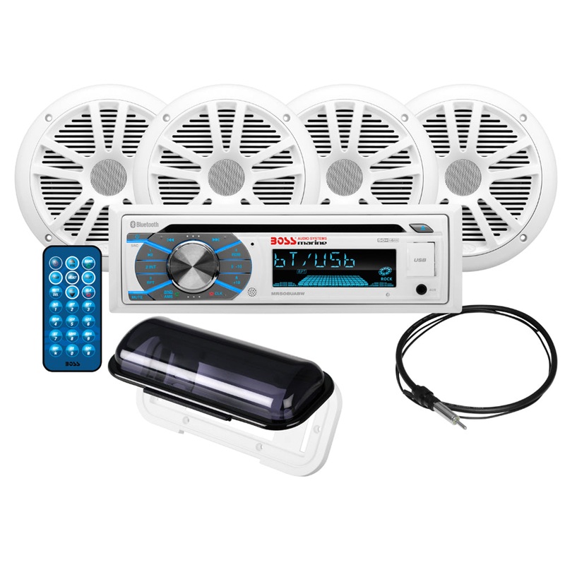 Boss Audio MCK508WB.64S Marine Stereo  2 Pairs of 6.5 Speaker Kit – White [MCK508WB.64S]