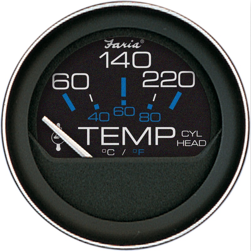 Faria Coral 2 Cylinder Head Temperature Gauge (60-120 F) w/Sender [13009]