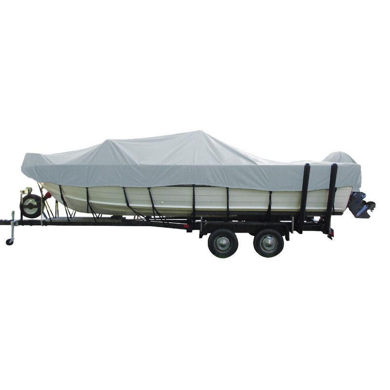 Carver Performance Poly-Guard Wide Series Styled-to-Fit Boat Cover f/18.5 Aluminum V-Hull Boats w/Walk-Thru Windshield – Grey [72318P-10]