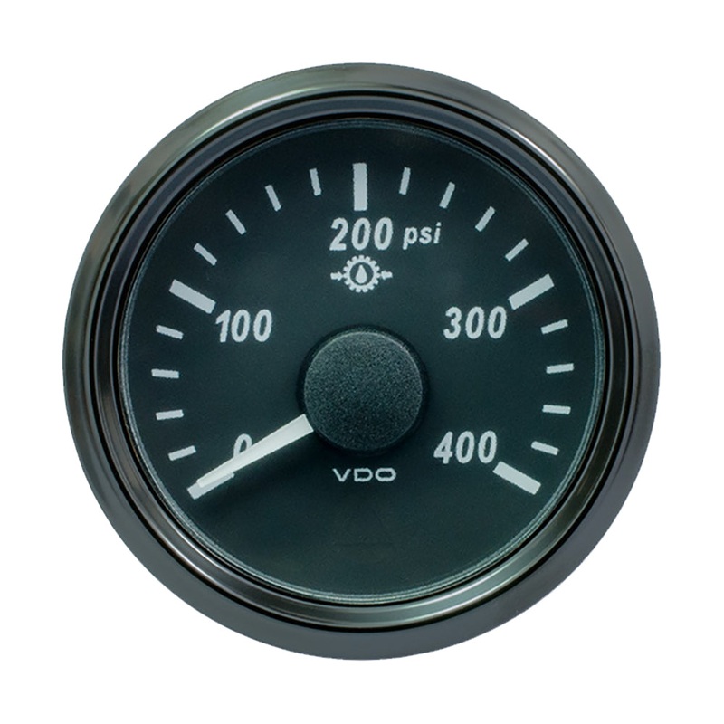 VDO SingleViu 52mm (2-1/16) Oil Pressure Gauge – 400 PSI – 0-180 Ohm [A2C3833500030]