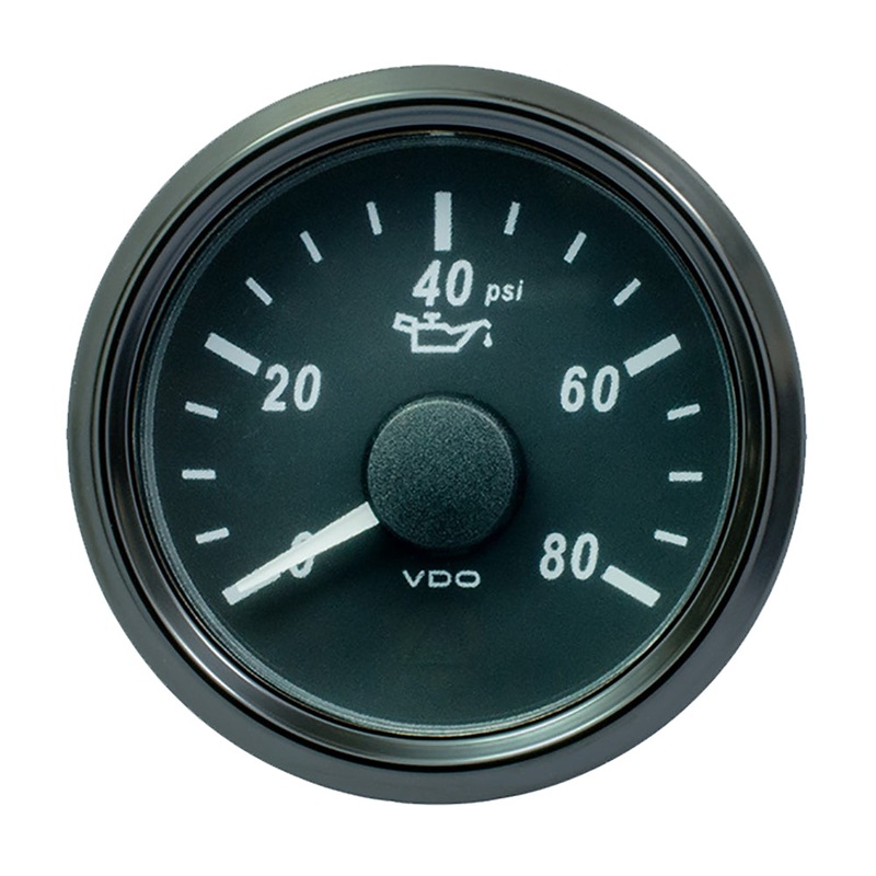 VDO SingleViu 52mm (2-1/16) Oil Pressure Gauge – 80 PSI – 0-180 Ohm [A2C3833190030]