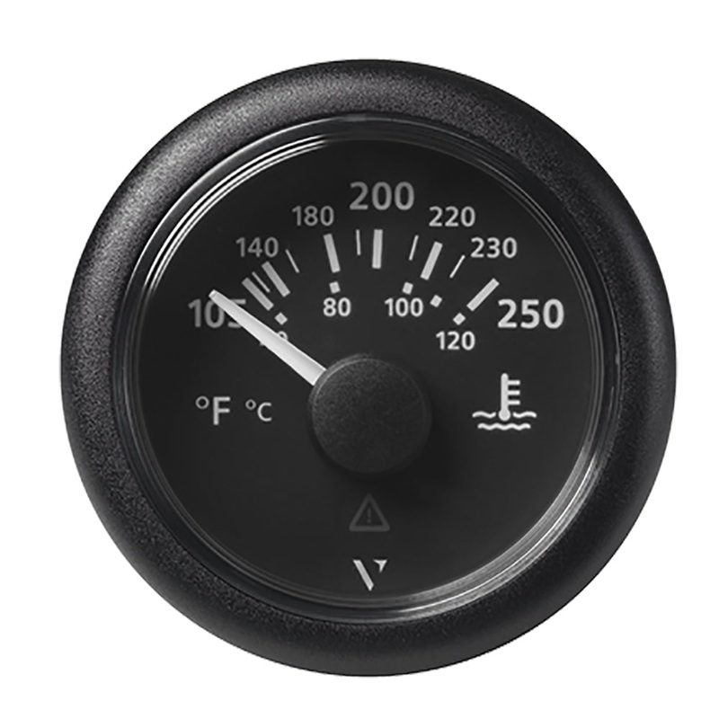 Veratron 52MM (2-1/16) ViewLine Water Temperature Gauge – 100-250F – Black Dial  Bezel [A2C59514176]