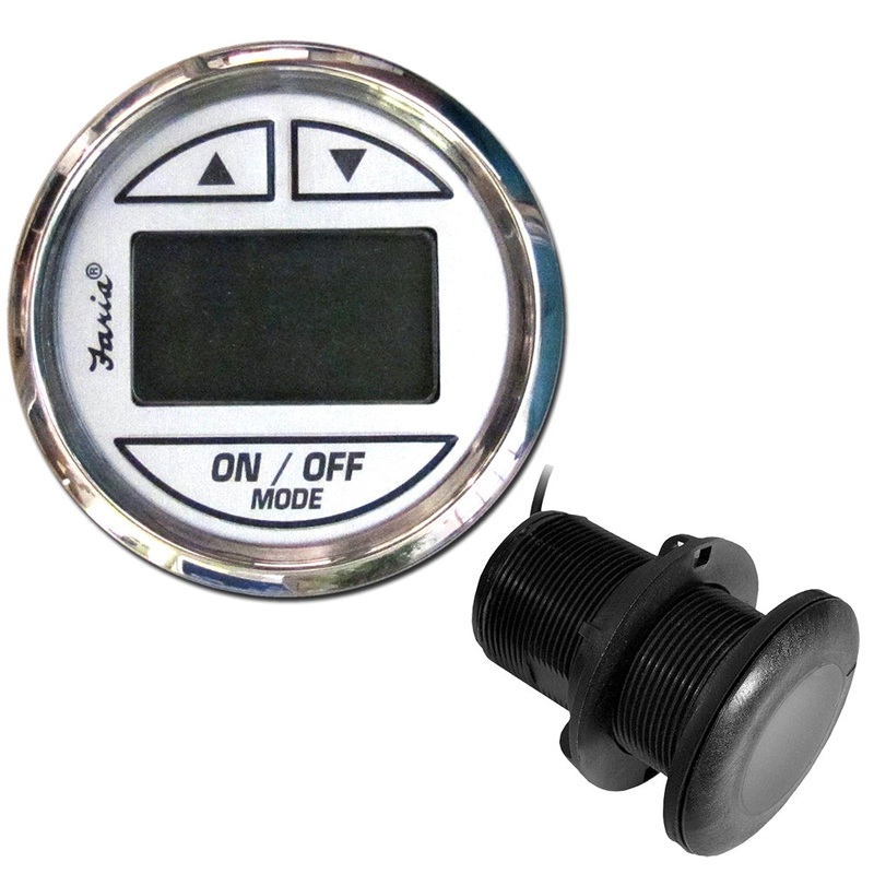 Faria Chesapeake White SS 2 Depth Sounder w/Thru-Hull Transducer [13894]