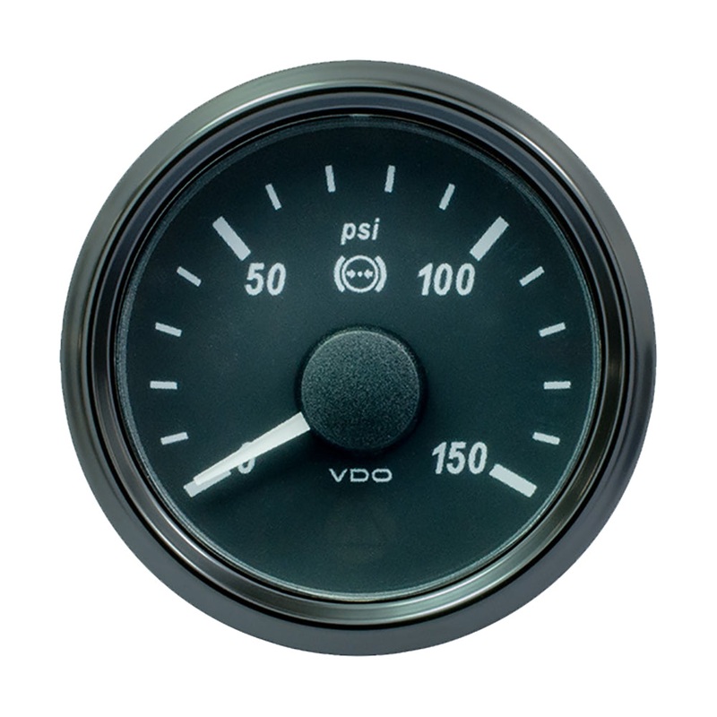 VDO SingleViu 52mm (2-1/16) Brake Pressure Gauge – 150 PSI – 0-180 Ohm [A2C3833480030]