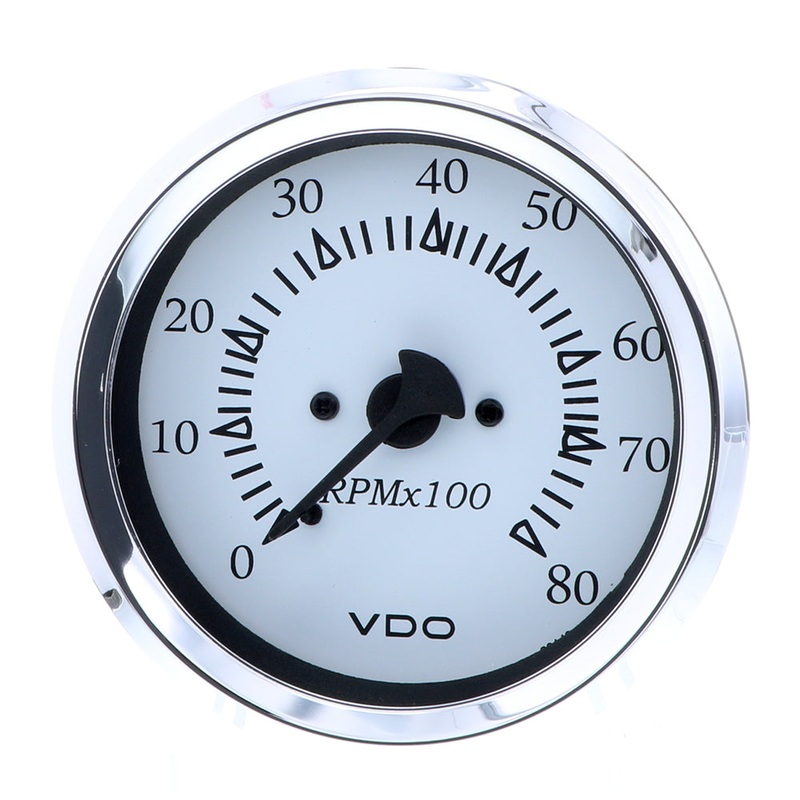 VDO Cockpit Marine 85MM (3-3/8) Outboard Tachometer – White Dial/Chrome Bezel [333-15275]