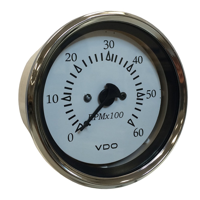 VDO Cockpit Marine 85MM (3-3/8) Sterndrive Tachometer – White Dial/Chrome Bezel [333-15274]