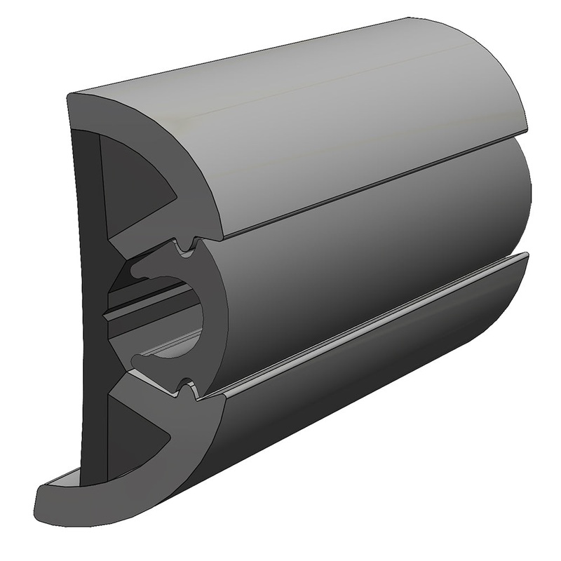 TACO SuproFlex Rub Rail Kit Gray w/Gray Insert – 2H x 1.2W x 80L [V11-9990GRD80-2]