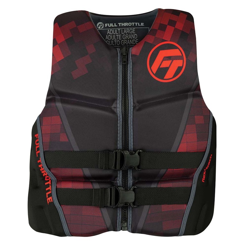 Full Throttle Mens Rapid-Dry Flex-Back Life Jacket – M – Black/Red [142500-100-030-22]