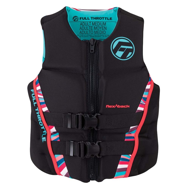 Full Throttle Womens Rapid-Dry Flex-Back Life Jacket – Womens M – Pink/Black [142500-105-830-22]