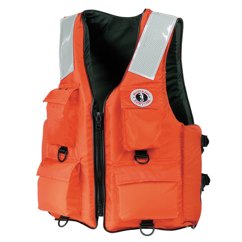 Mustang 4-Pocket Flotation Vest – Orange – Large [MV3128T2-2-L-216]