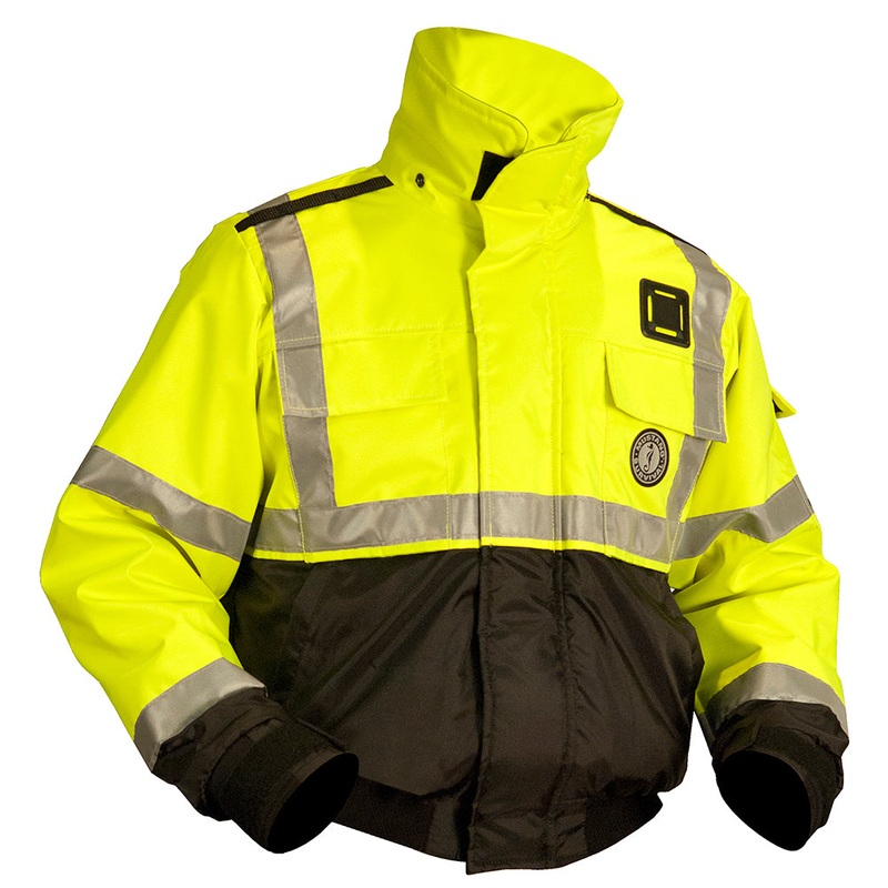 Mustang ANSI High Vis Flotation Bomber Jacket – Fluorescent Yellow/Green/Black – XL [MJ6214T3-239-XL-206]