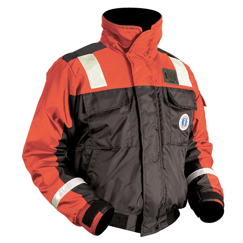 Mustang Classic Flotation Bomber Jacket w/Reflective Tape – Orange/Black – XXL [MJ6214T1-33-XXL-206]