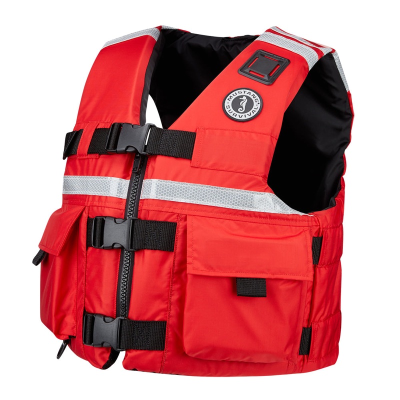 Mustang SAR Vest w/SOLAS Reflective Tape – Red – Large [MV5606-4-L-216]