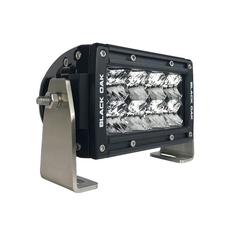 Black Oak Pro Series 3.0 Double Row 4 LED Light Bar – Flood Optics – Black Housing [4F-D5OS]