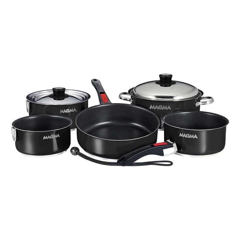 Magma Nestable 10 Piece Induction Non-Stick Enamel Finish Cookware Set – Jet Black [A10-366-JB-2-IN]