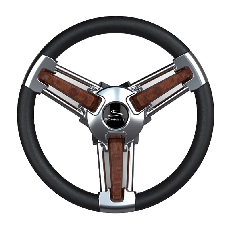 Schmitt Marine Burano Wheel 14 3/4 Tapered Shaft Burl Polyurethane w/Stainless Spoke Includes Center Cap/Nut [PU105111-04R]