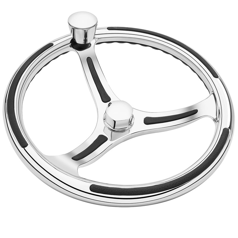 Schmitt Marine Primus Model 740 – 13.5 Wheel w/Knob  Finger Grip – 3/4 Tapered Shaft w/Faux Nut – 1/2  3/4 Adapters [7401321FGK-R]