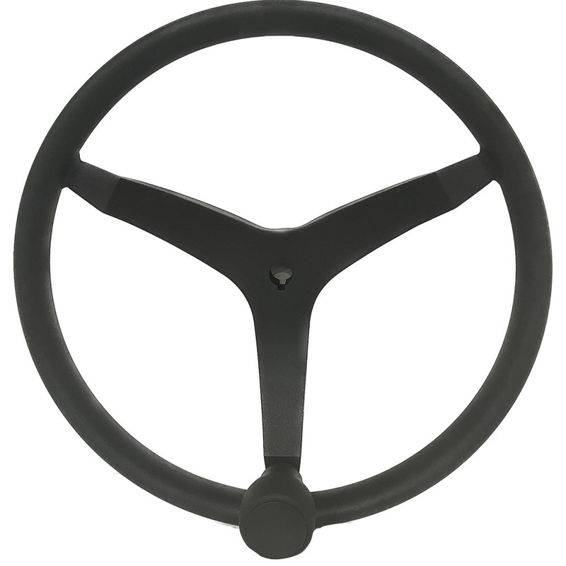 Uflex – V46 – 13.5 Stainless Steel Steering Wheel w/Speed Knob – Black [V46B]